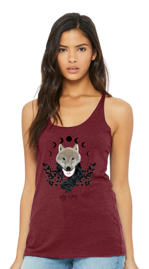 Lady Wolf Ladies Maroon Tank :: LW110