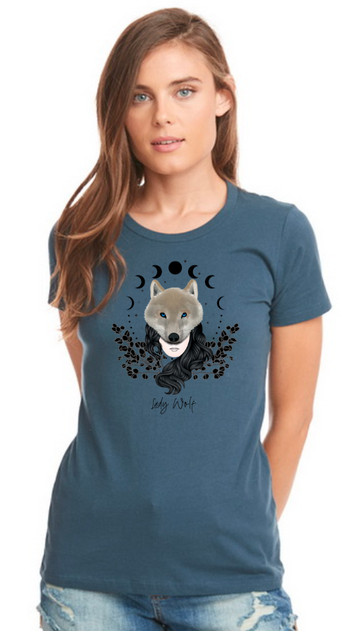 Lady Wolf Ladies Indigo Tee :: LW103