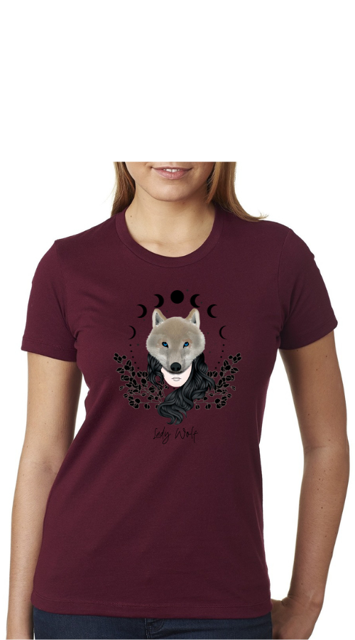 Lady Wolf Ladies Maroon Tee :: LW104