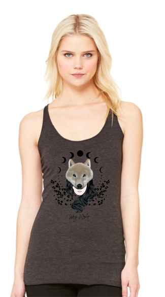 Lady Wolf Ladies Charcoal Tank :: LW111